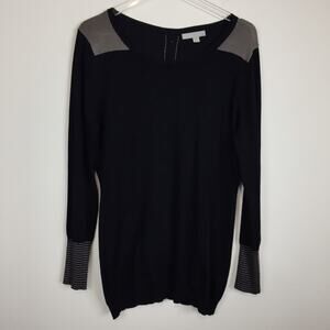 One A | Black & Tan Button Accent Sweater Sz L